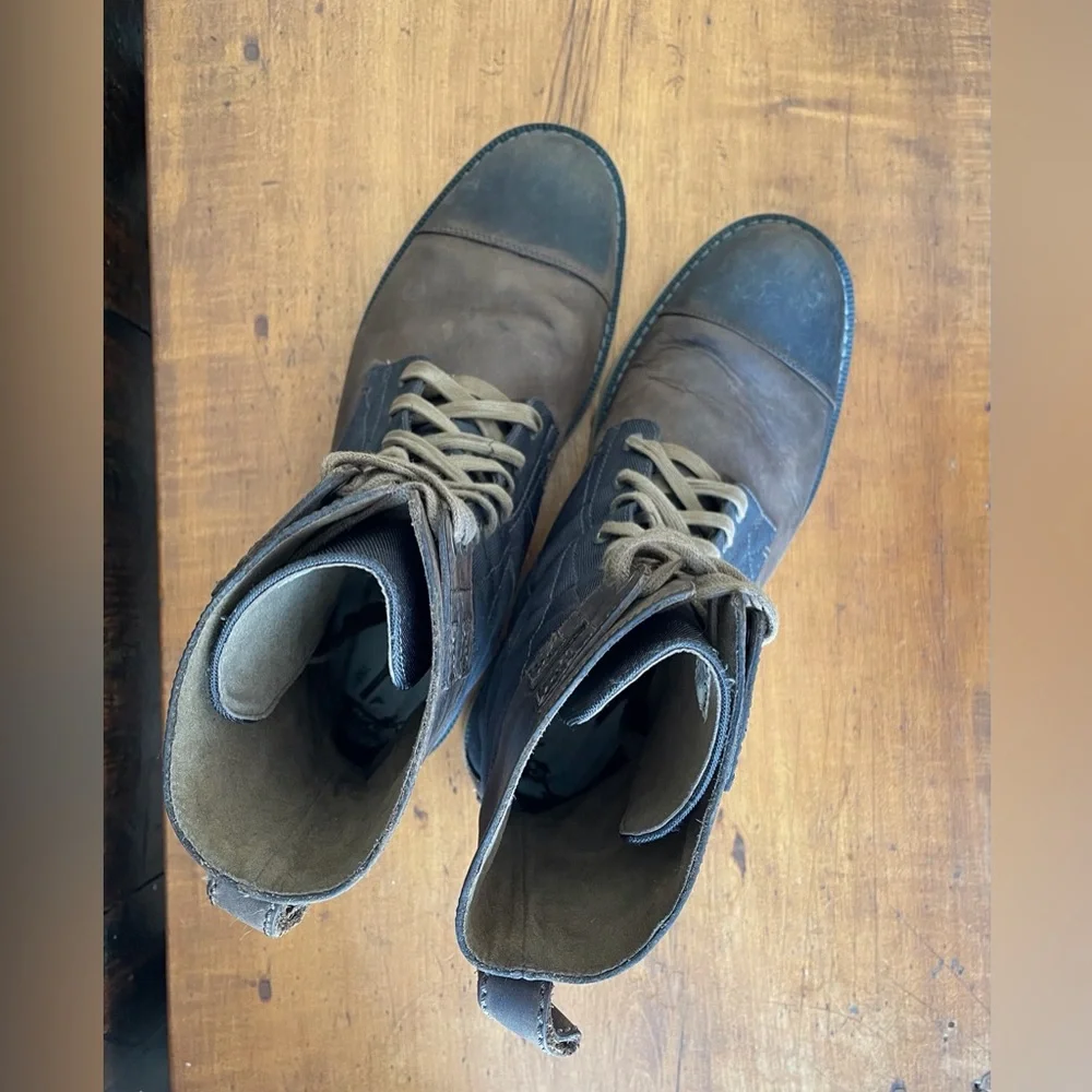 Sorel Madson Tall Lace Boots Brown Leather Dark Canvas Construction Men’s Sz 12 - Picture 5 of 10